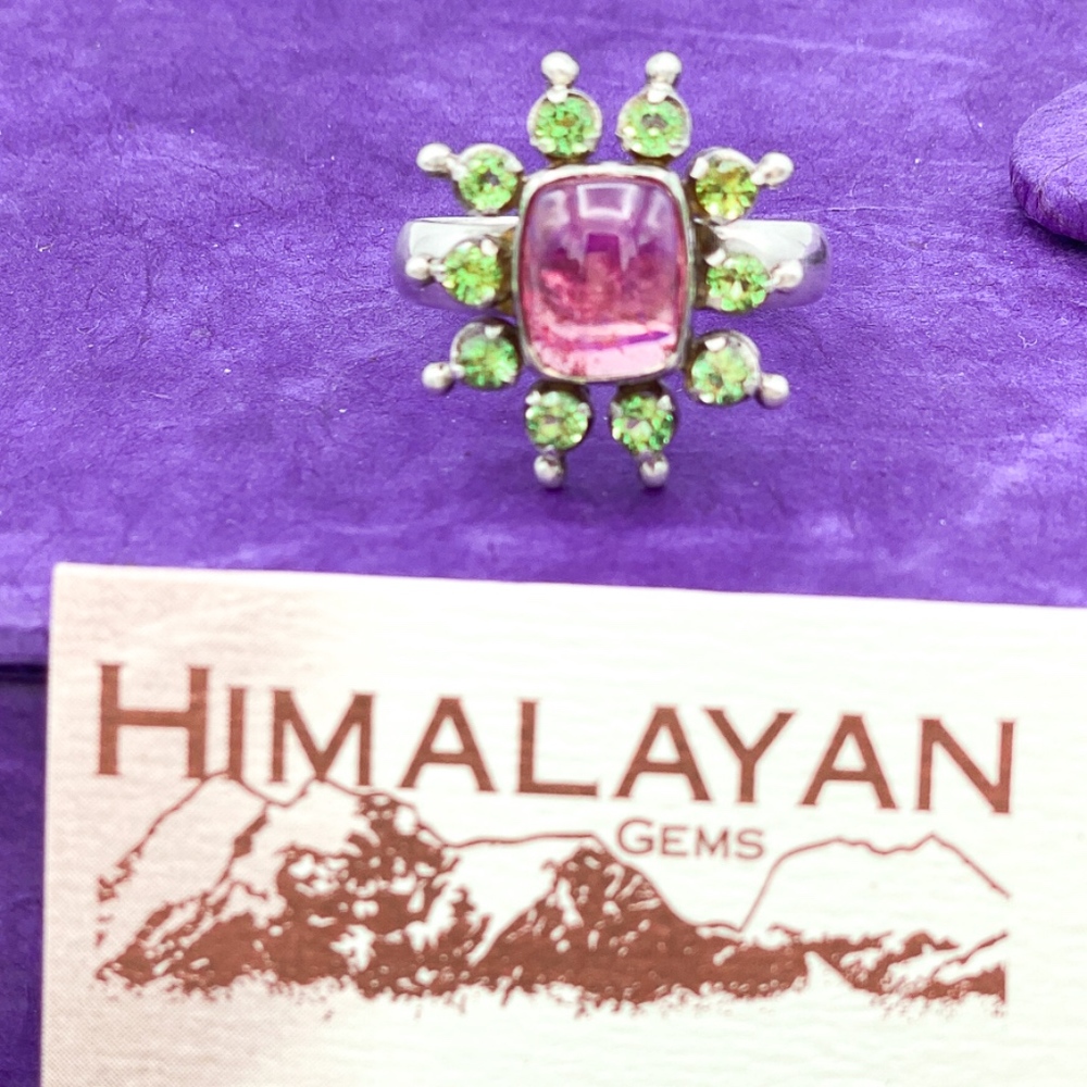 Himalayan Gems Pink Tourmaline & Peridot .925 Ring